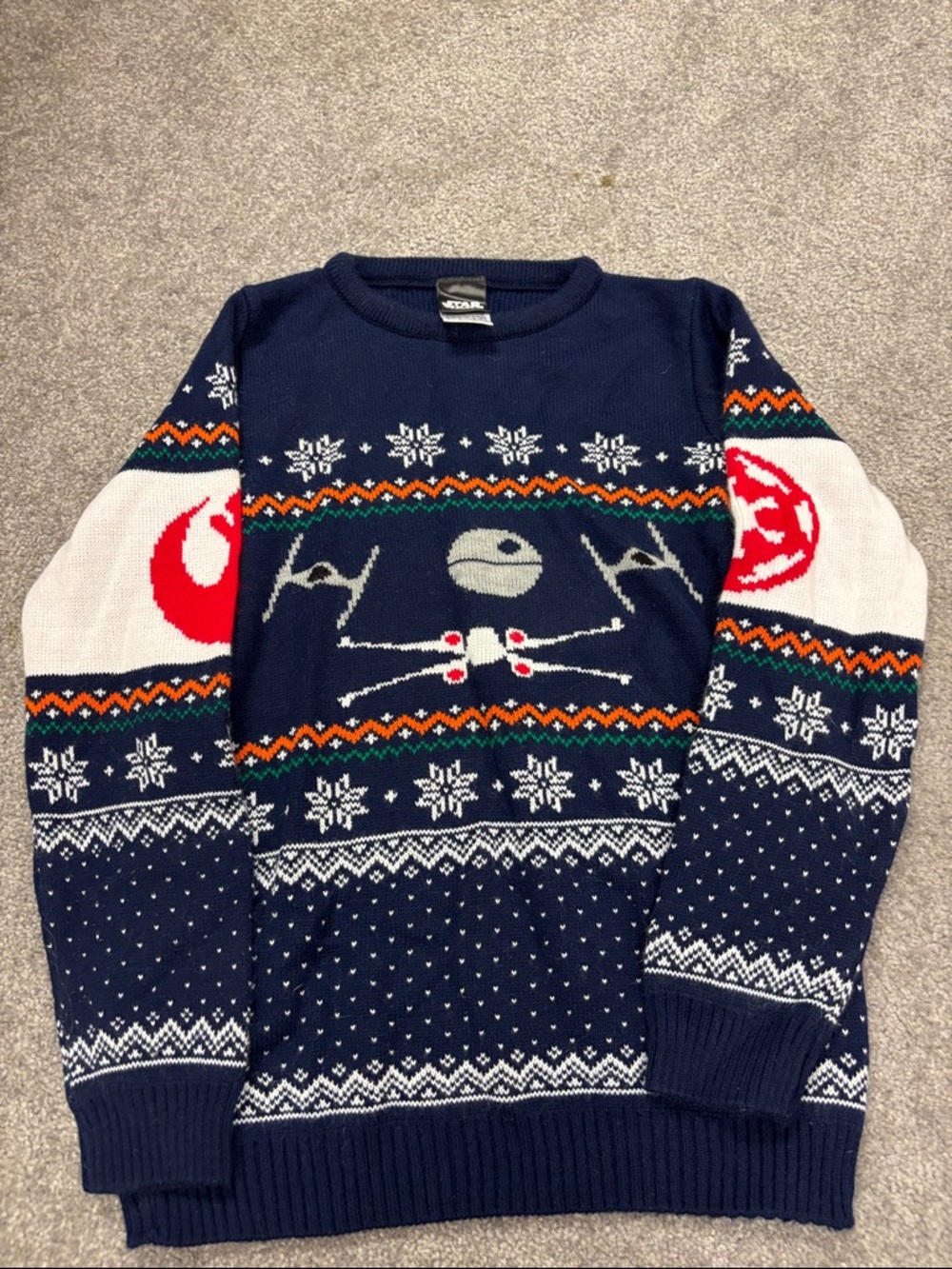 Star Wars Navy Crewneck Sweater with Red and White Accents